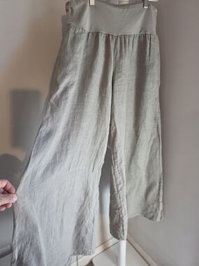 Meo Meli Light Sage Wide-Leg 100% Linen Pants